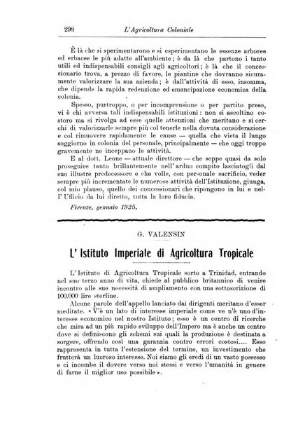 L'agricoltura coloniale organo dell'Istituto agricolo coloniale italiano e dell'Ufficio agrario sperimentale dell'Eritrea