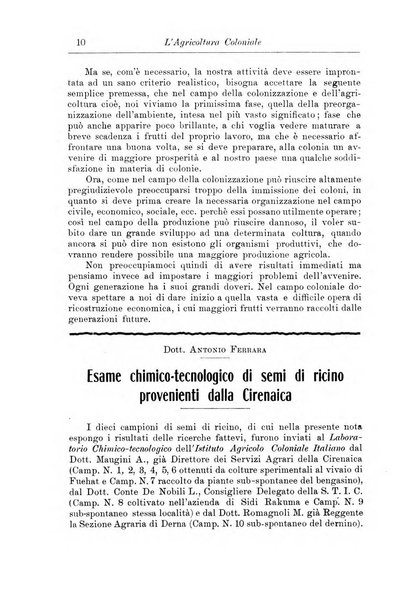 L'agricoltura coloniale organo dell'Istituto agricolo coloniale italiano e dell'Ufficio agrario sperimentale dell'Eritrea