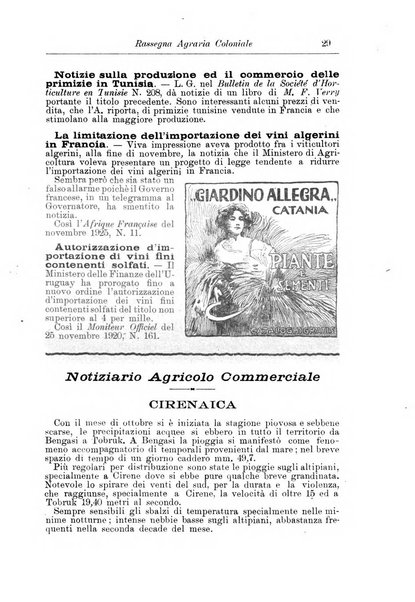 L'agricoltura coloniale organo dell'Istituto agricolo coloniale italiano e dell'Ufficio agrario sperimentale dell'Eritrea