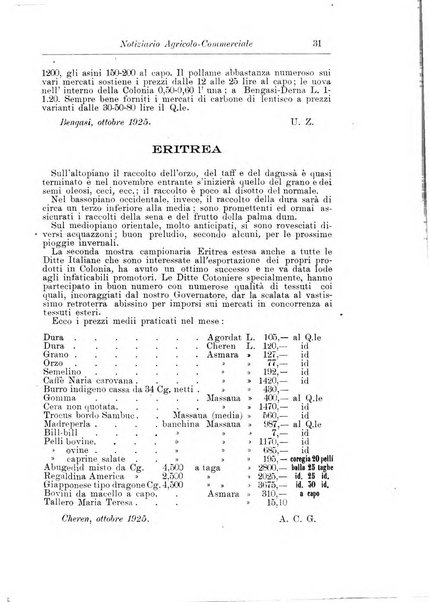 L'agricoltura coloniale organo dell'Istituto agricolo coloniale italiano e dell'Ufficio agrario sperimentale dell'Eritrea