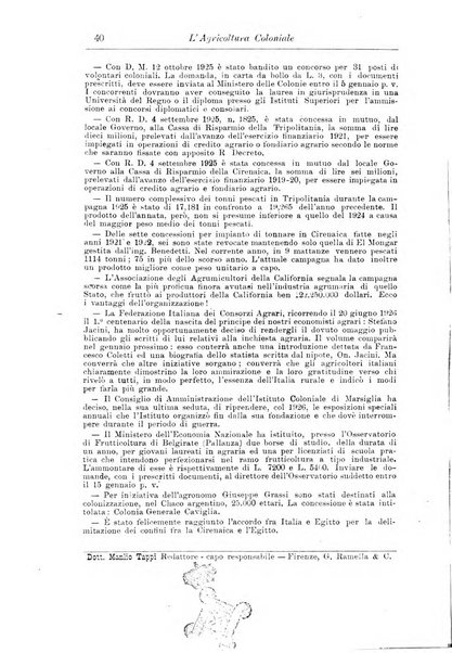 L'agricoltura coloniale organo dell'Istituto agricolo coloniale italiano e dell'Ufficio agrario sperimentale dell'Eritrea