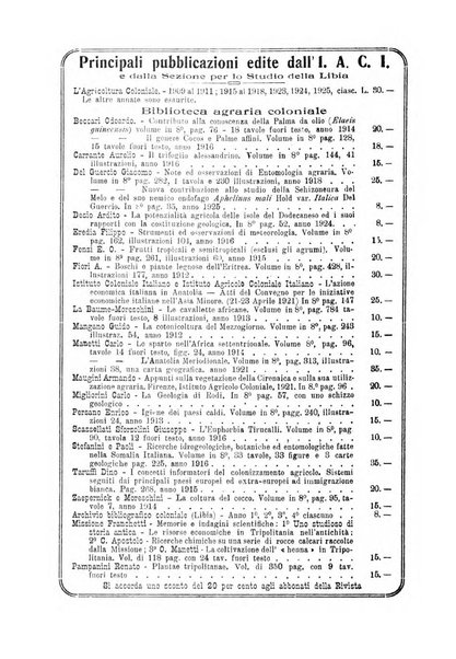 L'agricoltura coloniale organo dell'Istituto agricolo coloniale italiano e dell'Ufficio agrario sperimentale dell'Eritrea