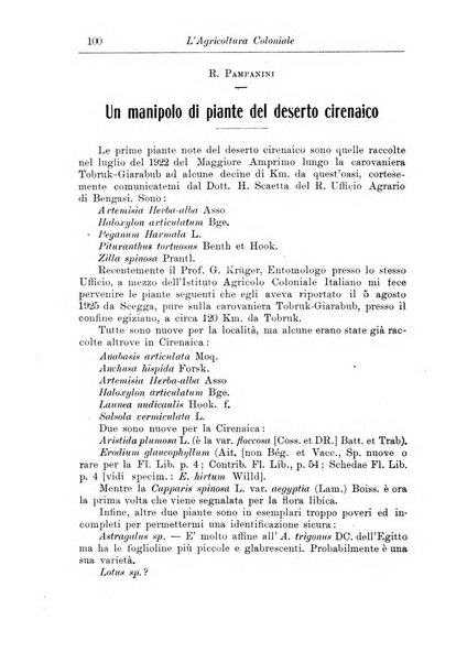 L'agricoltura coloniale organo dell'Istituto agricolo coloniale italiano e dell'Ufficio agrario sperimentale dell'Eritrea