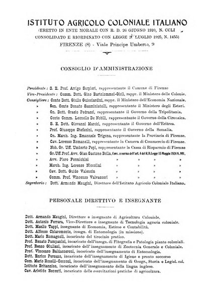 L'agricoltura coloniale organo dell'Istituto agricolo coloniale italiano e dell'Ufficio agrario sperimentale dell'Eritrea