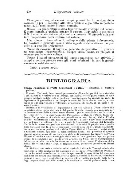 L'agricoltura coloniale organo dell'Istituto agricolo coloniale italiano e dell'Ufficio agrario sperimentale dell'Eritrea