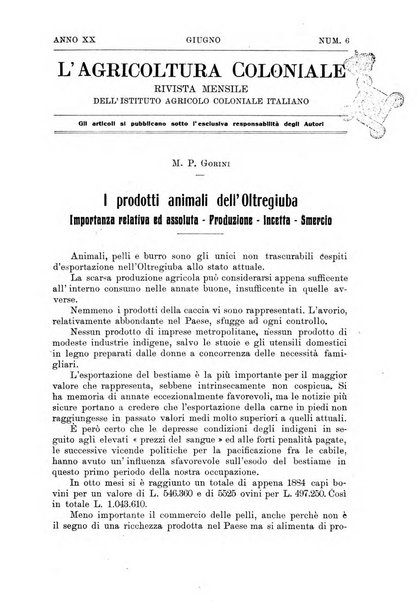 L'agricoltura coloniale organo dell'Istituto agricolo coloniale italiano e dell'Ufficio agrario sperimentale dell'Eritrea