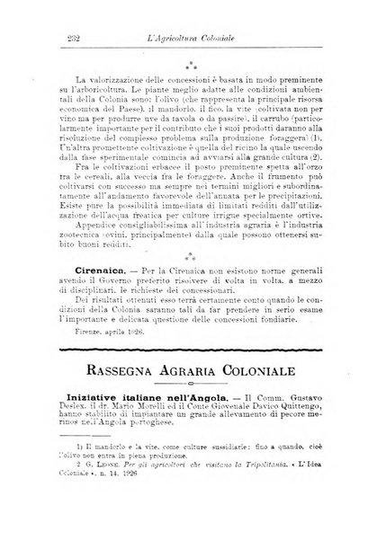 L'agricoltura coloniale organo dell'Istituto agricolo coloniale italiano e dell'Ufficio agrario sperimentale dell'Eritrea