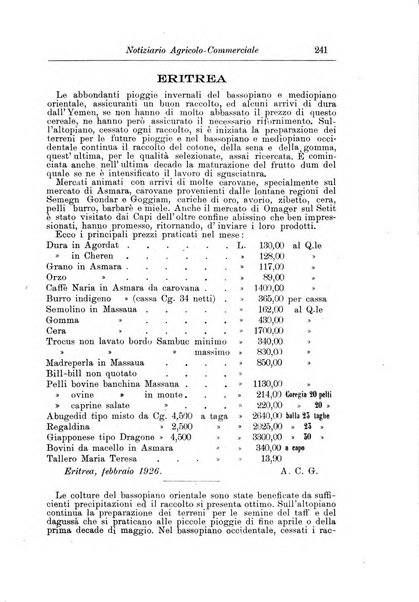 L'agricoltura coloniale organo dell'Istituto agricolo coloniale italiano e dell'Ufficio agrario sperimentale dell'Eritrea