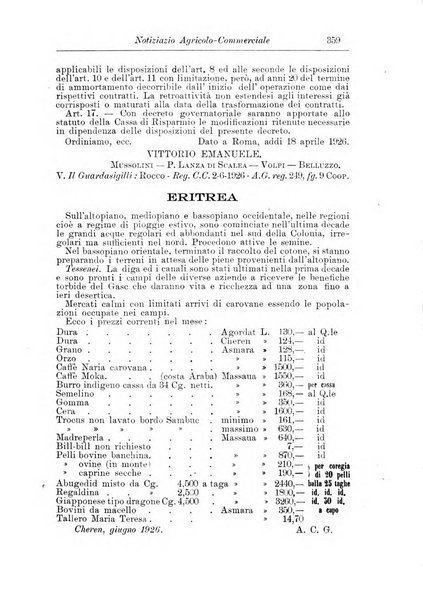 L'agricoltura coloniale organo dell'Istituto agricolo coloniale italiano e dell'Ufficio agrario sperimentale dell'Eritrea