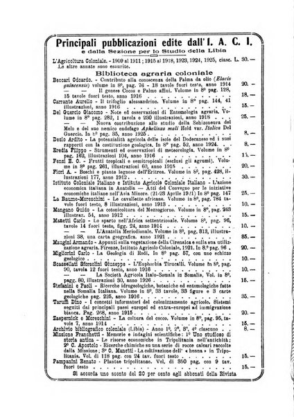 L'agricoltura coloniale organo dell'Istituto agricolo coloniale italiano e dell'Ufficio agrario sperimentale dell'Eritrea