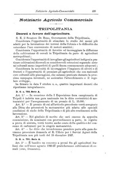 L'agricoltura coloniale organo dell'Istituto agricolo coloniale italiano e dell'Ufficio agrario sperimentale dell'Eritrea