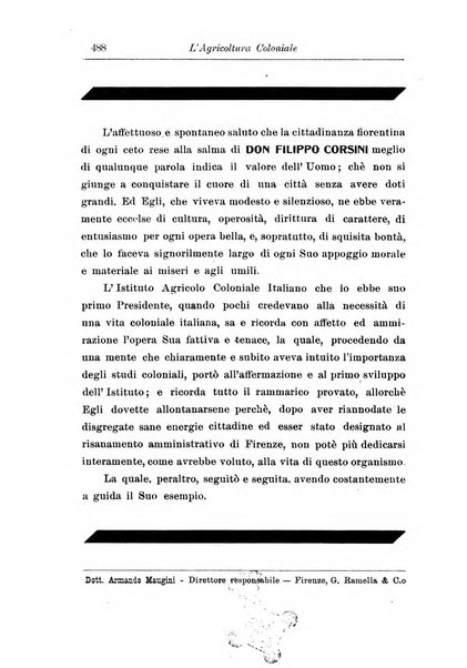 L'agricoltura coloniale organo dell'Istituto agricolo coloniale italiano e dell'Ufficio agrario sperimentale dell'Eritrea