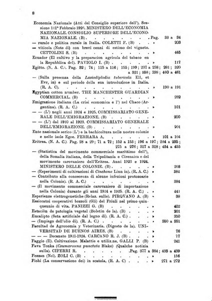 L'agricoltura coloniale organo dell'Istituto agricolo coloniale italiano e dell'Ufficio agrario sperimentale dell'Eritrea