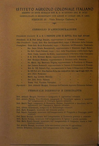 L'agricoltura coloniale organo dell'Istituto agricolo coloniale italiano e dell'Ufficio agrario sperimentale dell'Eritrea