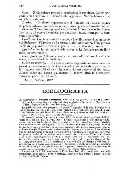 L'agricoltura coloniale organo dell'Istituto agricolo coloniale italiano e dell'Ufficio agrario sperimentale dell'Eritrea