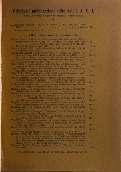 L'agricoltura coloniale organo dell'Istituto agricolo coloniale italiano e dell'Ufficio agrario sperimentale dell'Eritrea