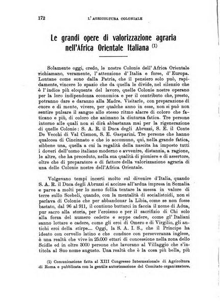 L'agricoltura coloniale organo dell'Istituto agricolo coloniale italiano e dell'Ufficio agrario sperimentale dell'Eritrea