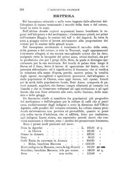 L'agricoltura coloniale organo dell'Istituto agricolo coloniale italiano e dell'Ufficio agrario sperimentale dell'Eritrea