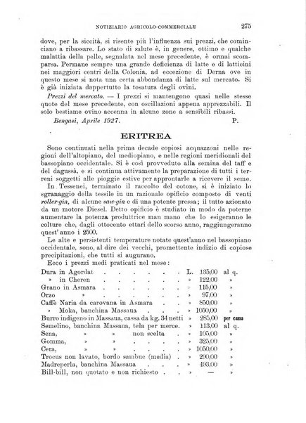 L'agricoltura coloniale organo dell'Istituto agricolo coloniale italiano e dell'Ufficio agrario sperimentale dell'Eritrea