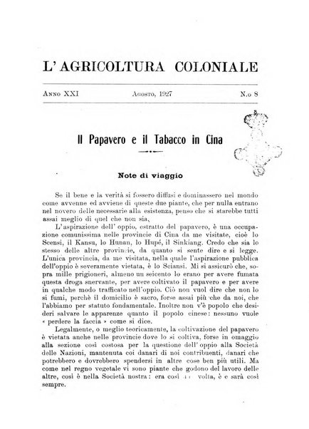 L'agricoltura coloniale organo dell'Istituto agricolo coloniale italiano e dell'Ufficio agrario sperimentale dell'Eritrea