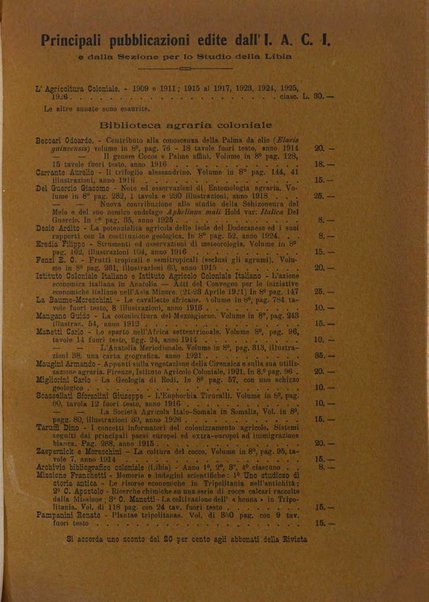 L'agricoltura coloniale organo dell'Istituto agricolo coloniale italiano e dell'Ufficio agrario sperimentale dell'Eritrea