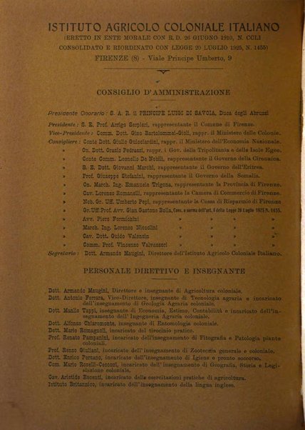 L'agricoltura coloniale organo dell'Istituto agricolo coloniale italiano e dell'Ufficio agrario sperimentale dell'Eritrea