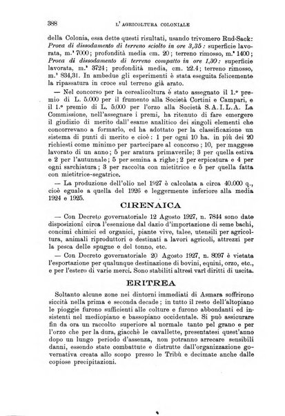 L'agricoltura coloniale organo dell'Istituto agricolo coloniale italiano e dell'Ufficio agrario sperimentale dell'Eritrea