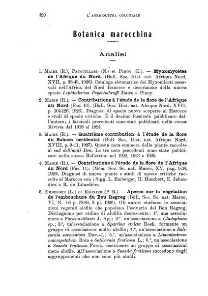 L'agricoltura coloniale organo dell'Istituto agricolo coloniale italiano e dell'Ufficio agrario sperimentale dell'Eritrea