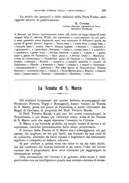 L'agricoltura coloniale organo dell'Istituto agricolo coloniale italiano e dell'Ufficio agrario sperimentale dell'Eritrea