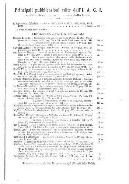 L'agricoltura coloniale organo dell'Istituto agricolo coloniale italiano e dell'Ufficio agrario sperimentale dell'Eritrea