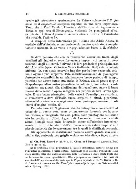 L'agricoltura coloniale organo dell'Istituto agricolo coloniale italiano e dell'Ufficio agrario sperimentale dell'Eritrea