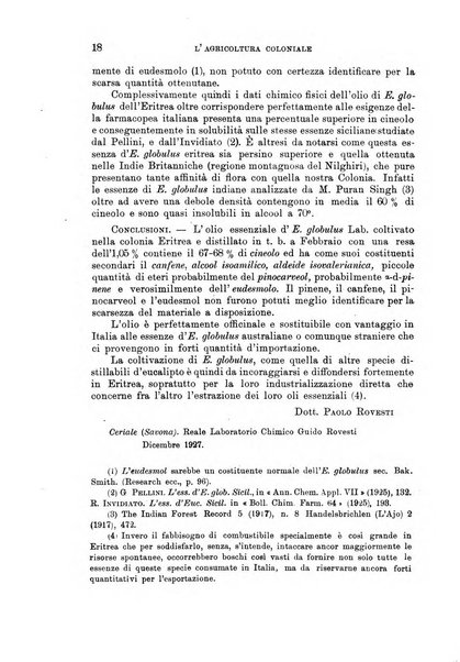 L'agricoltura coloniale organo dell'Istituto agricolo coloniale italiano e dell'Ufficio agrario sperimentale dell'Eritrea