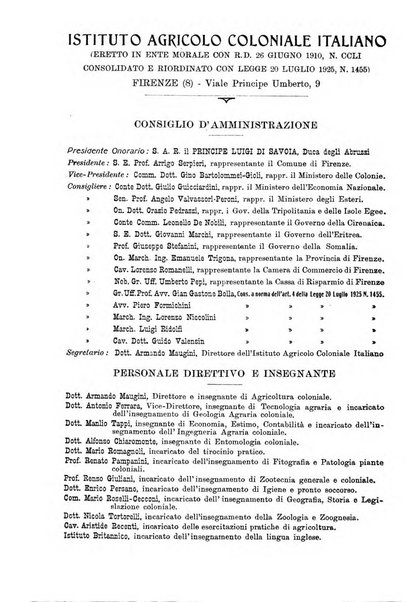 L'agricoltura coloniale organo dell'Istituto agricolo coloniale italiano e dell'Ufficio agrario sperimentale dell'Eritrea