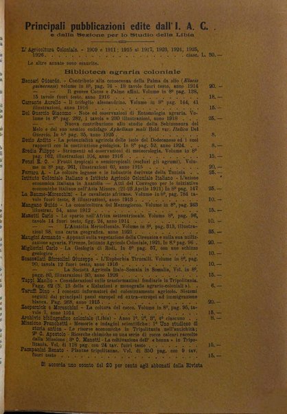 L'agricoltura coloniale organo dell'Istituto agricolo coloniale italiano e dell'Ufficio agrario sperimentale dell'Eritrea