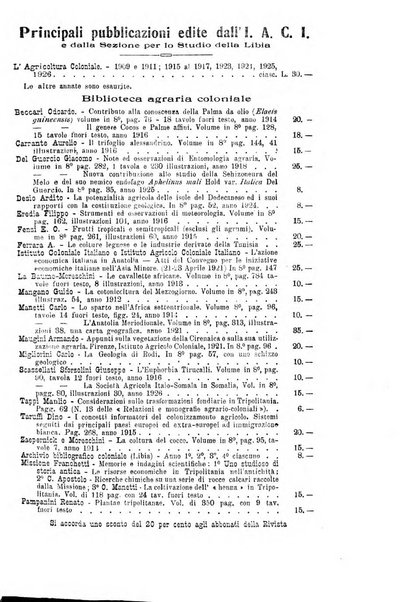 L'agricoltura coloniale organo dell'Istituto agricolo coloniale italiano e dell'Ufficio agrario sperimentale dell'Eritrea