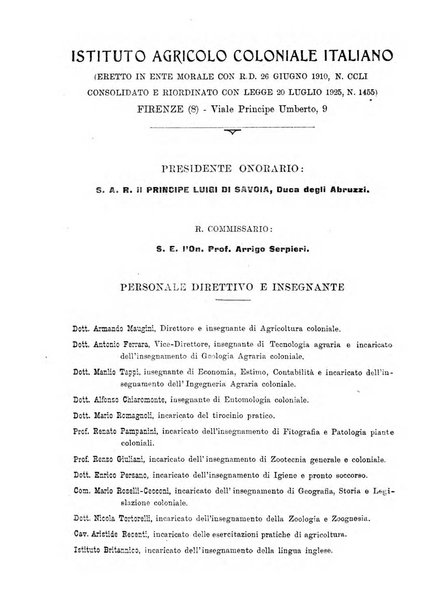 L'agricoltura coloniale organo dell'Istituto agricolo coloniale italiano e dell'Ufficio agrario sperimentale dell'Eritrea