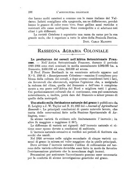 L'agricoltura coloniale organo dell'Istituto agricolo coloniale italiano e dell'Ufficio agrario sperimentale dell'Eritrea