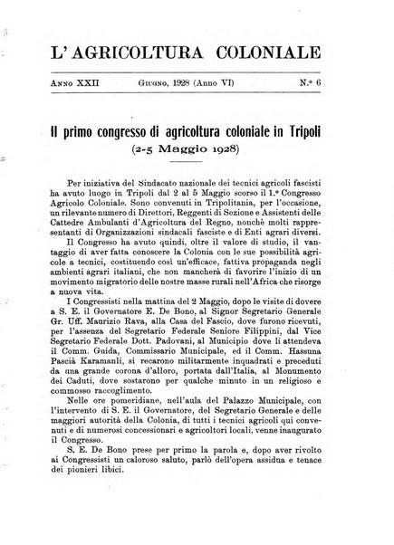 L'agricoltura coloniale organo dell'Istituto agricolo coloniale italiano e dell'Ufficio agrario sperimentale dell'Eritrea