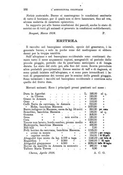 L'agricoltura coloniale organo dell'Istituto agricolo coloniale italiano e dell'Ufficio agrario sperimentale dell'Eritrea