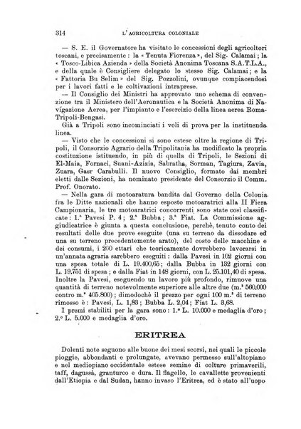 L'agricoltura coloniale organo dell'Istituto agricolo coloniale italiano e dell'Ufficio agrario sperimentale dell'Eritrea