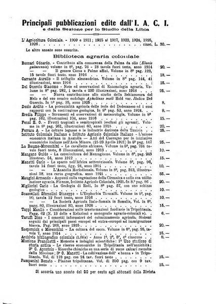 L'agricoltura coloniale organo dell'Istituto agricolo coloniale italiano e dell'Ufficio agrario sperimentale dell'Eritrea