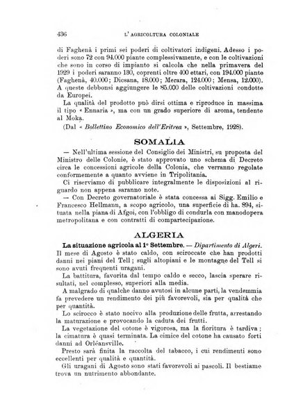 L'agricoltura coloniale organo dell'Istituto agricolo coloniale italiano e dell'Ufficio agrario sperimentale dell'Eritrea