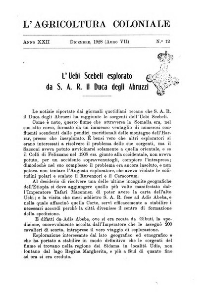 L'agricoltura coloniale organo dell'Istituto agricolo coloniale italiano e dell'Ufficio agrario sperimentale dell'Eritrea