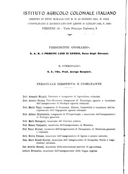 L'agricoltura coloniale organo dell'Istituto agricolo coloniale italiano e dell'Ufficio agrario sperimentale dell'Eritrea