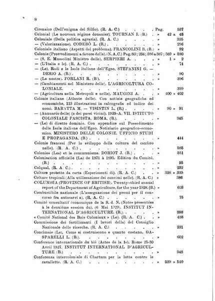 L'agricoltura coloniale organo dell'Istituto agricolo coloniale italiano e dell'Ufficio agrario sperimentale dell'Eritrea