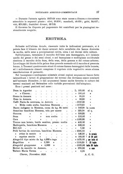 L'agricoltura coloniale organo dell'Istituto agricolo coloniale italiano e dell'Ufficio agrario sperimentale dell'Eritrea