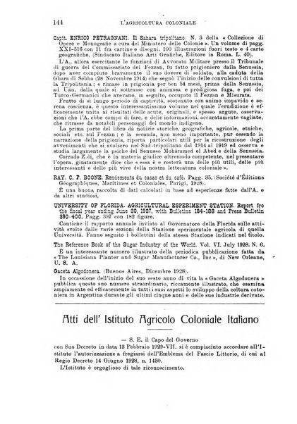 L'agricoltura coloniale organo dell'Istituto agricolo coloniale italiano e dell'Ufficio agrario sperimentale dell'Eritrea