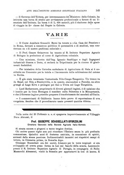 L'agricoltura coloniale organo dell'Istituto agricolo coloniale italiano e dell'Ufficio agrario sperimentale dell'Eritrea