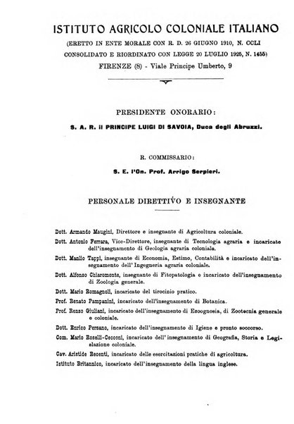 L'agricoltura coloniale organo dell'Istituto agricolo coloniale italiano e dell'Ufficio agrario sperimentale dell'Eritrea