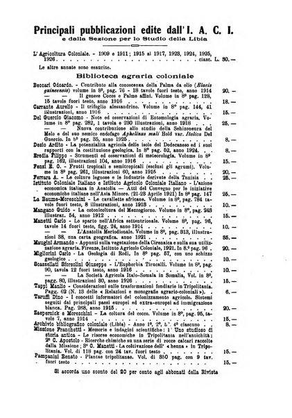 L'agricoltura coloniale organo dell'Istituto agricolo coloniale italiano e dell'Ufficio agrario sperimentale dell'Eritrea